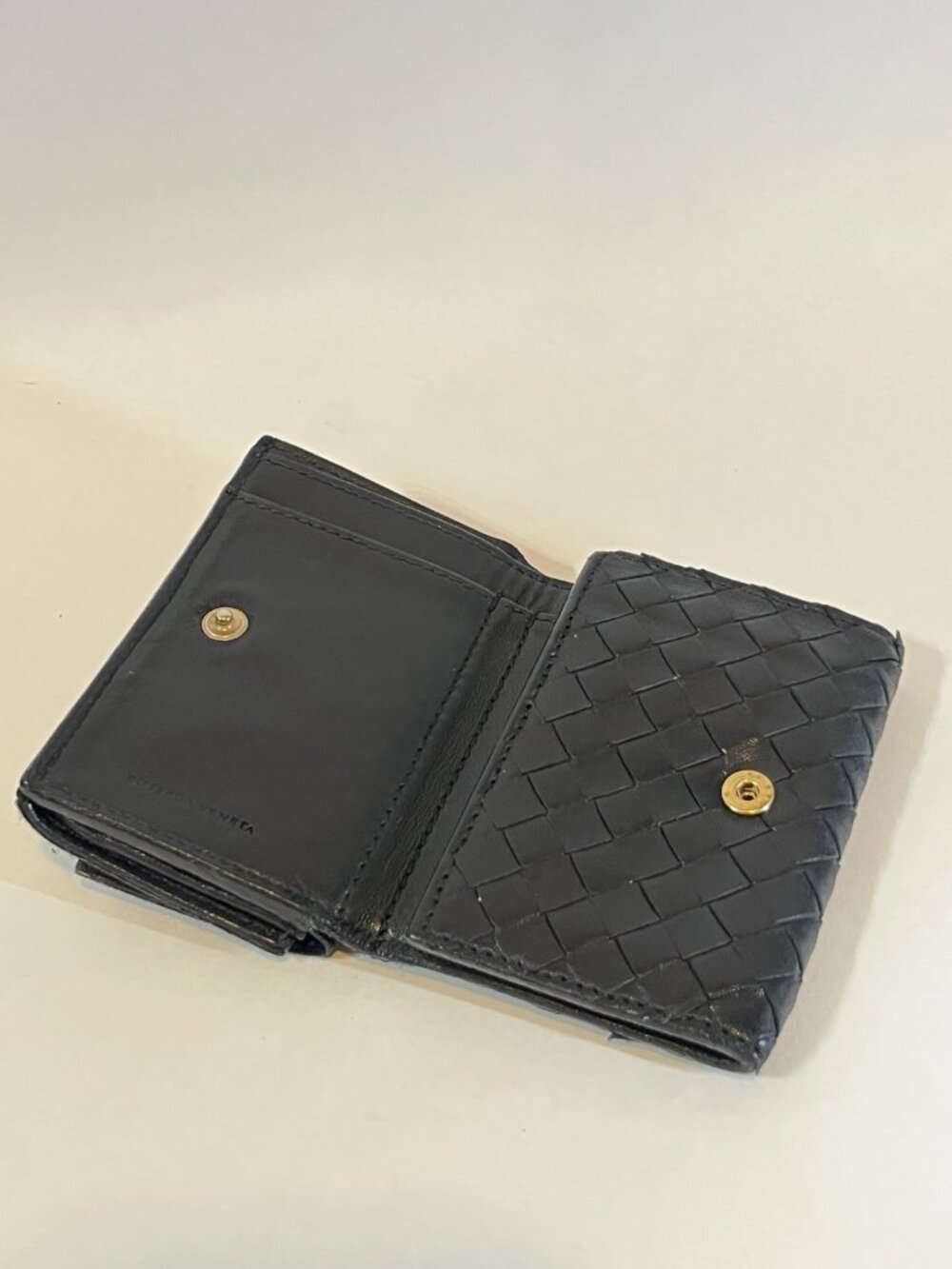 Vintage Bottega Veneta Black Intrecciato Snap Wallet Authentic 🇮🇹 - Picture 9 of 15